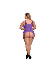 Sheer Mesh Merry Widow & Crotchless G-String Purple QN