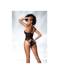 Mesh Cut Out Strappy Bodysuit Black