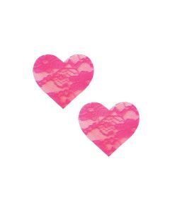 Neva Nude Black Light Lace Heart Pasties - Pink O/S