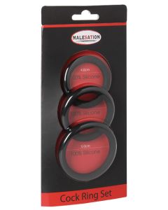 MALESATION Cock Ring Set - Pack of 3 Black