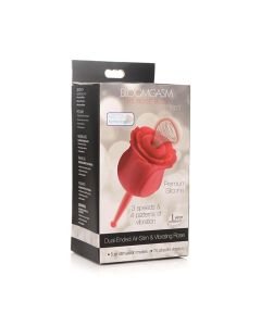 Inmi Bloomgasm Rose Buzz Dual Ended 5X Air Clit Stimulator & 7X Vibrator - Red